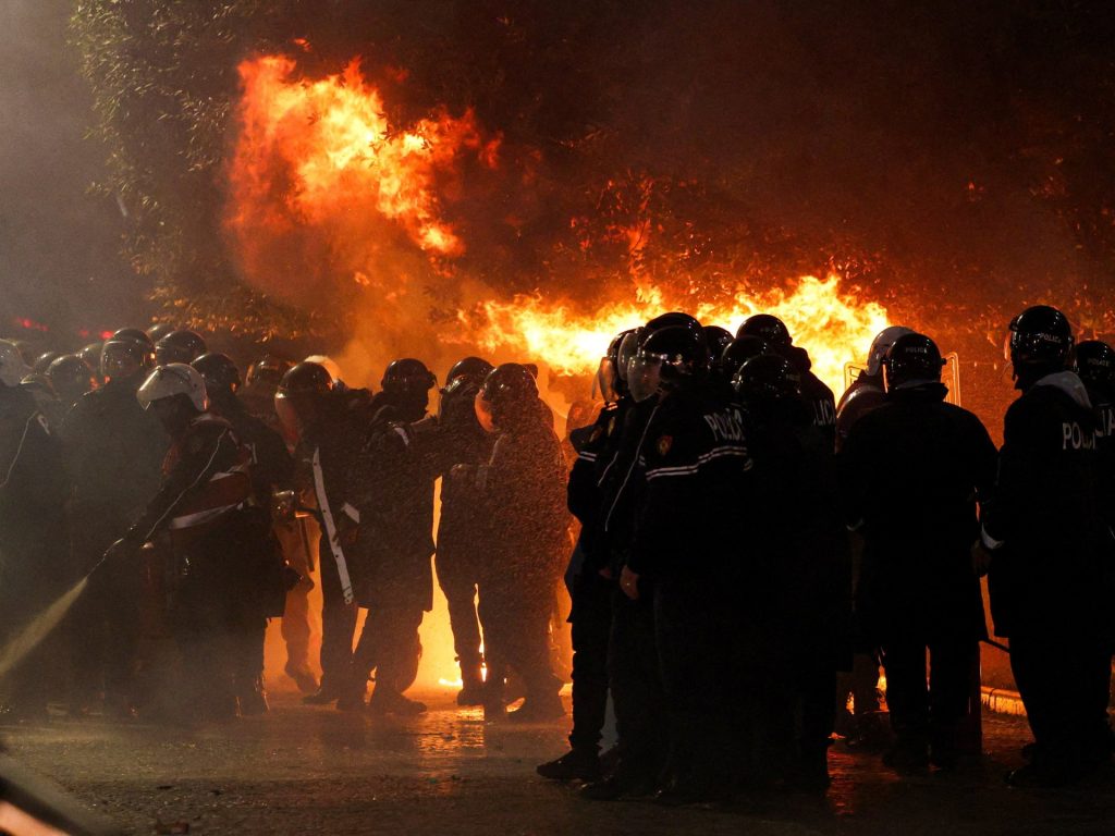 Clashes erupt at antigovernment protest in Albanian capital Tirana | Protests News
