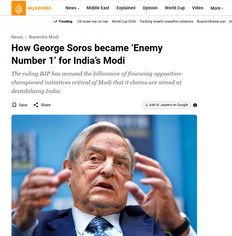 Soros Vs India – Trying To Change Foreign Countries