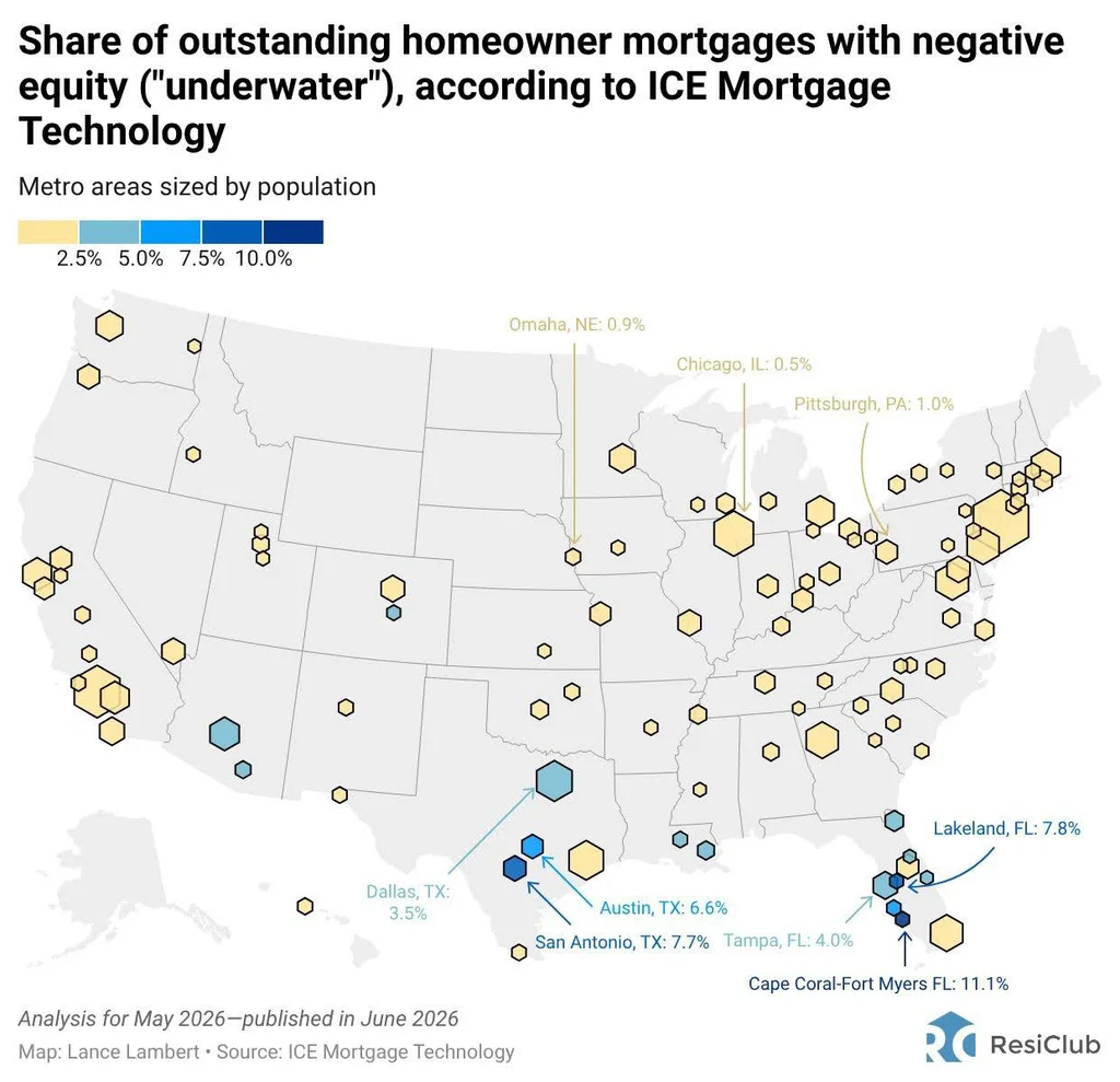 These 30 housing markets have the most underwater homeowners