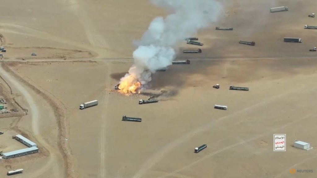 Houthis report Saudi reprisals after oil sites set ablaze in wave of strikes